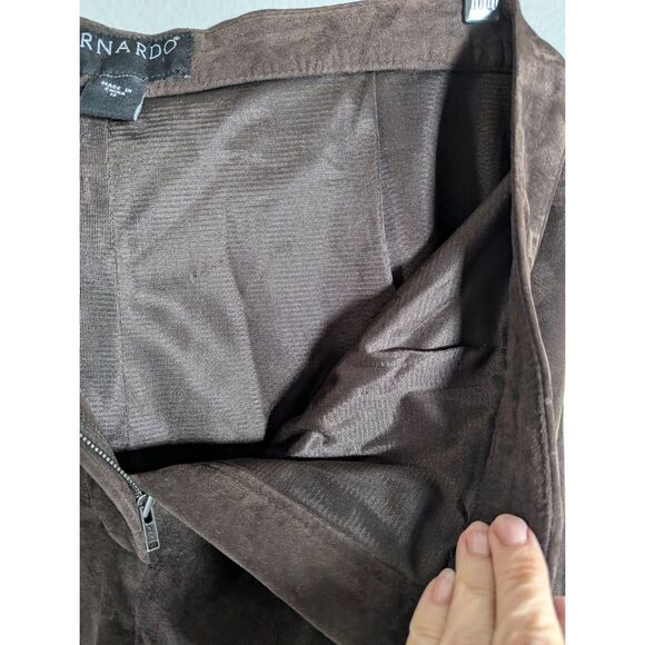 Vintage Bernardo Chocolate Brown suede leather straight leg pants womens 12 - Picture 6 of 7